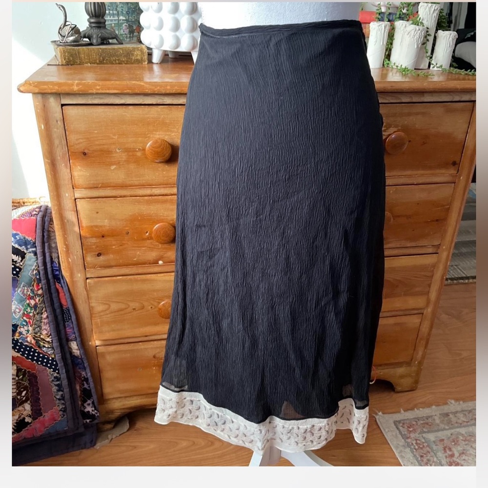 Marni silk Black and Cream Midi Skirt